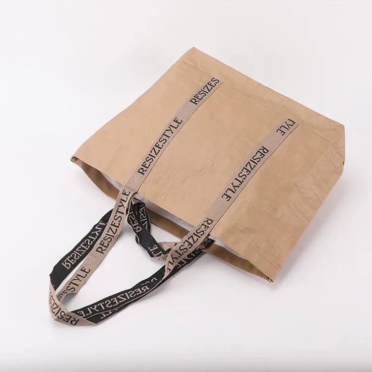 Wholesale custom logo reusable Morandi colored pp woven bags, foldable shopping bags with inner pockets