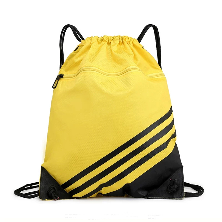Popular custom logo drawstring backpack Large capacity polyester nylon sports shopping backpack drawstring bag