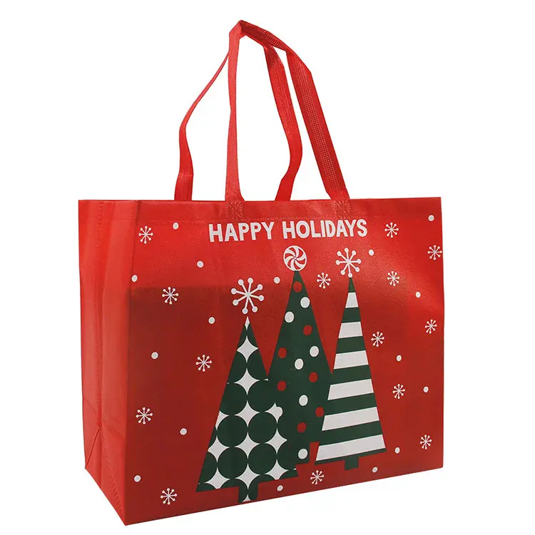 Festival Eco-friendly PP Non-woven Fabric Food Bags Laminated Non-woven Fabric Shopping Handbags with Printed Logos