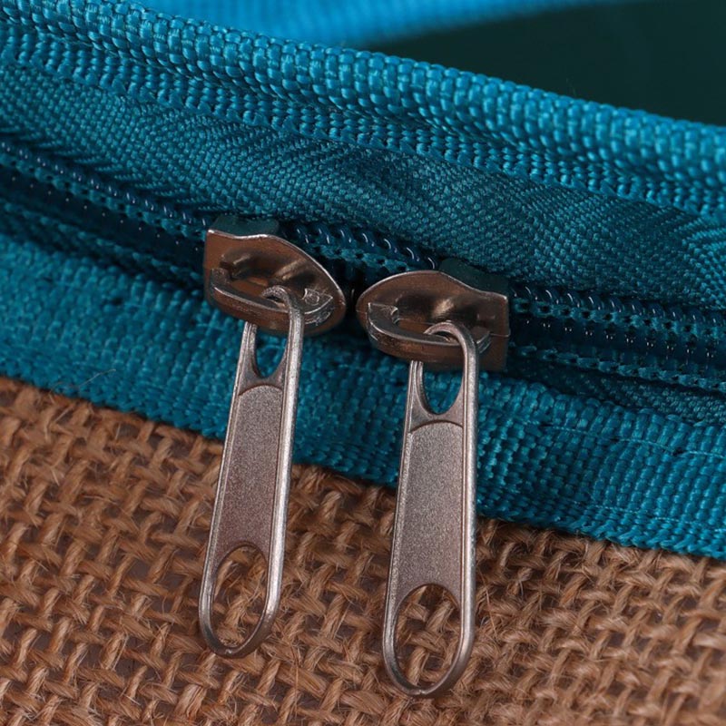 Jute Cooler Zipper Tote Bag